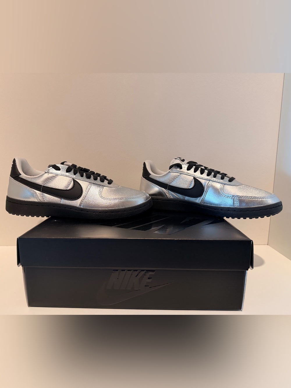 Nike Womens Field General Metallic Silver and Black Sneakers - Picture 9 of 15